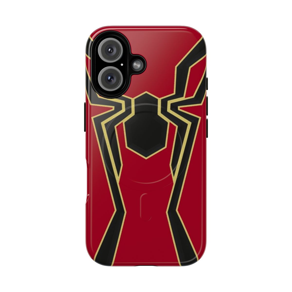 Magnetic tough phone case with iron spider symbol design