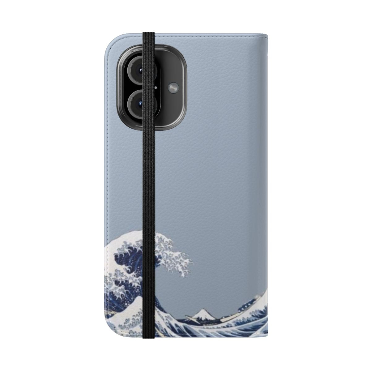 Wave-Inspired Flip Cover Phone Case for Mobile Devices - Folded Front