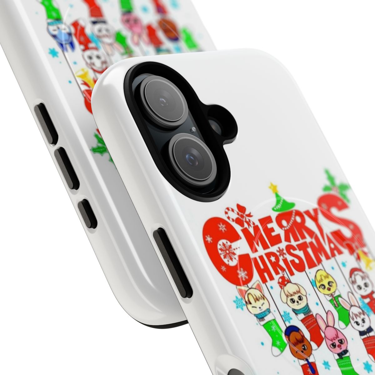 Stray Kids Christmas-themed magnetic phone case featuring the 8 members of the K-pop group - Detail