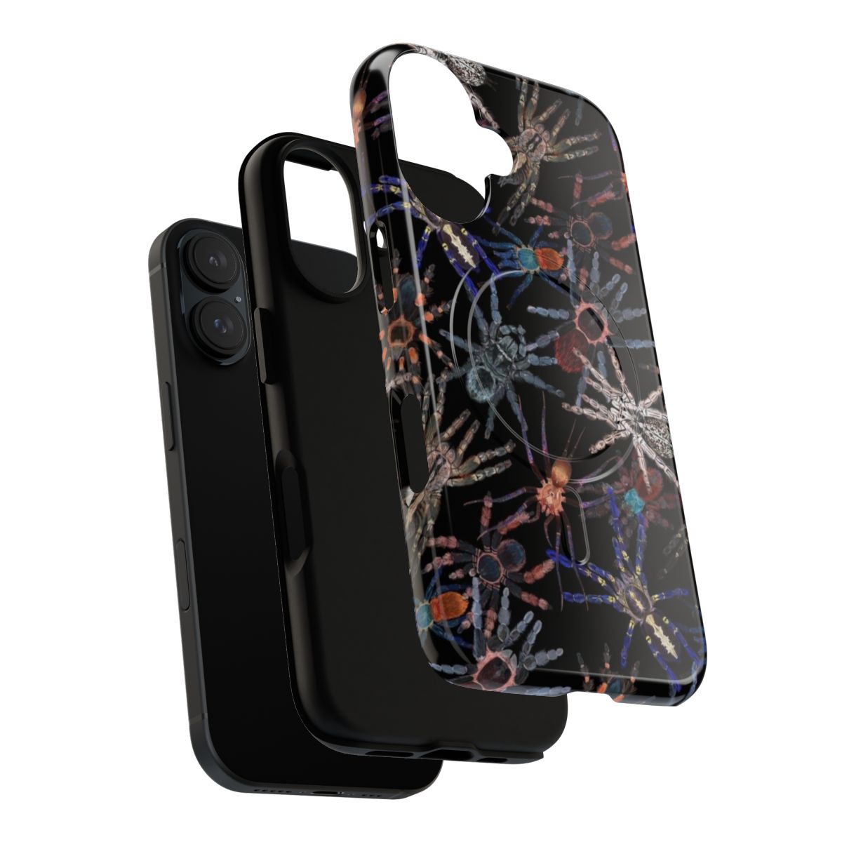 Magnetic phone case with an artistic spider or arachnid design - Layers