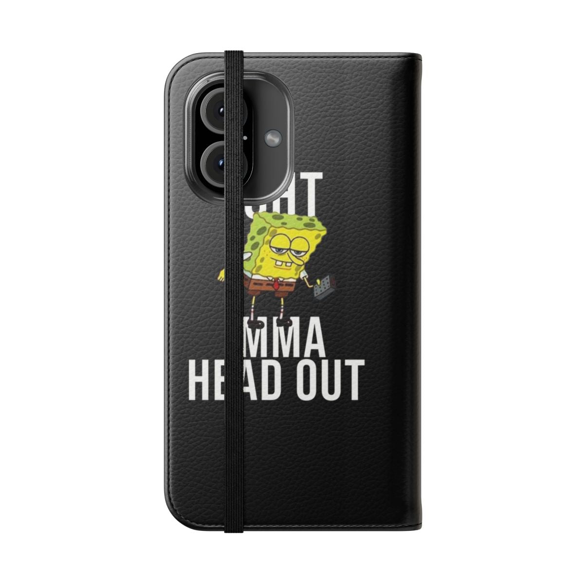 Flip phone case featuring the Spongebob Squarepants "Ight Imma Head Out" meme - Folded Front