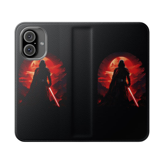 Stylish flip cover phone case inspired by Darth Vader, the iconic Sith Lord from the Star Wars universe.