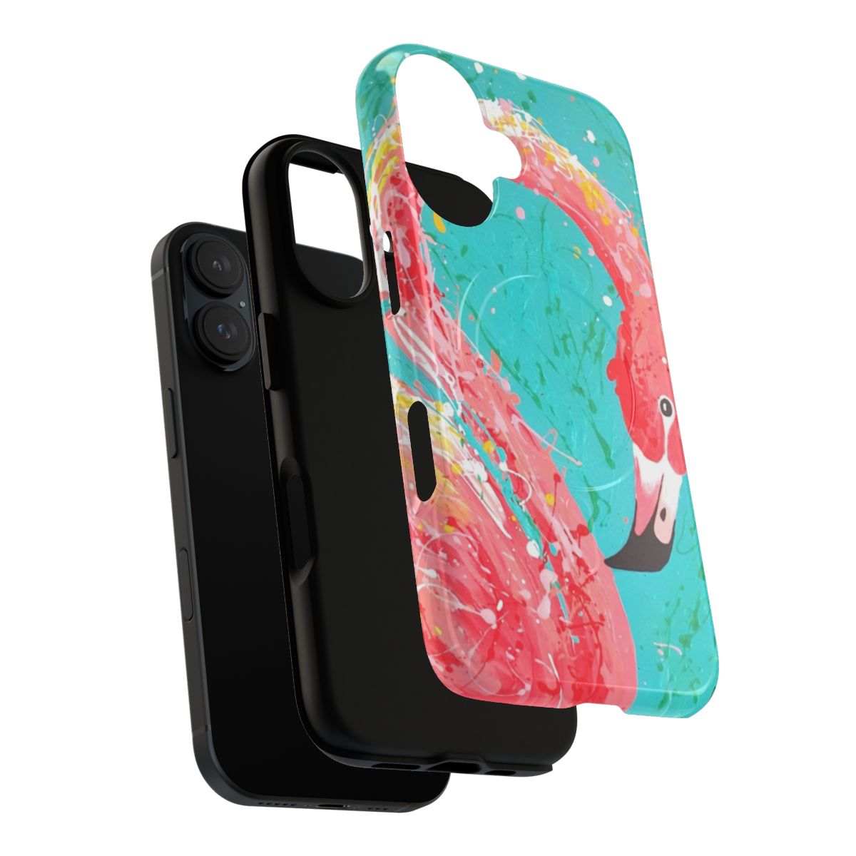 Flamingo-patterned phone case with a tough and magnetic design - Layers