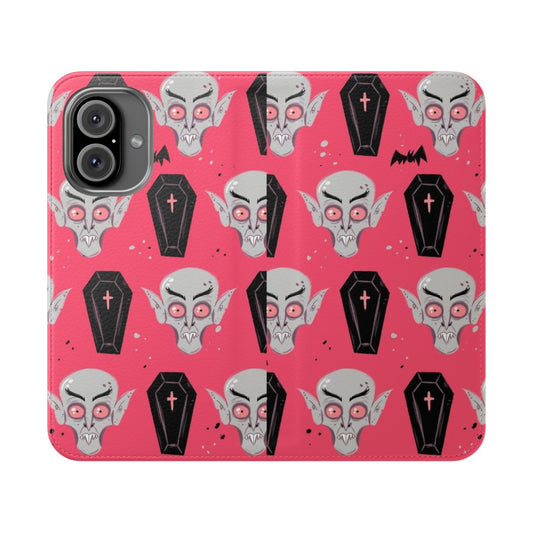 Creepy Nosferatu-themed flip cover phone case