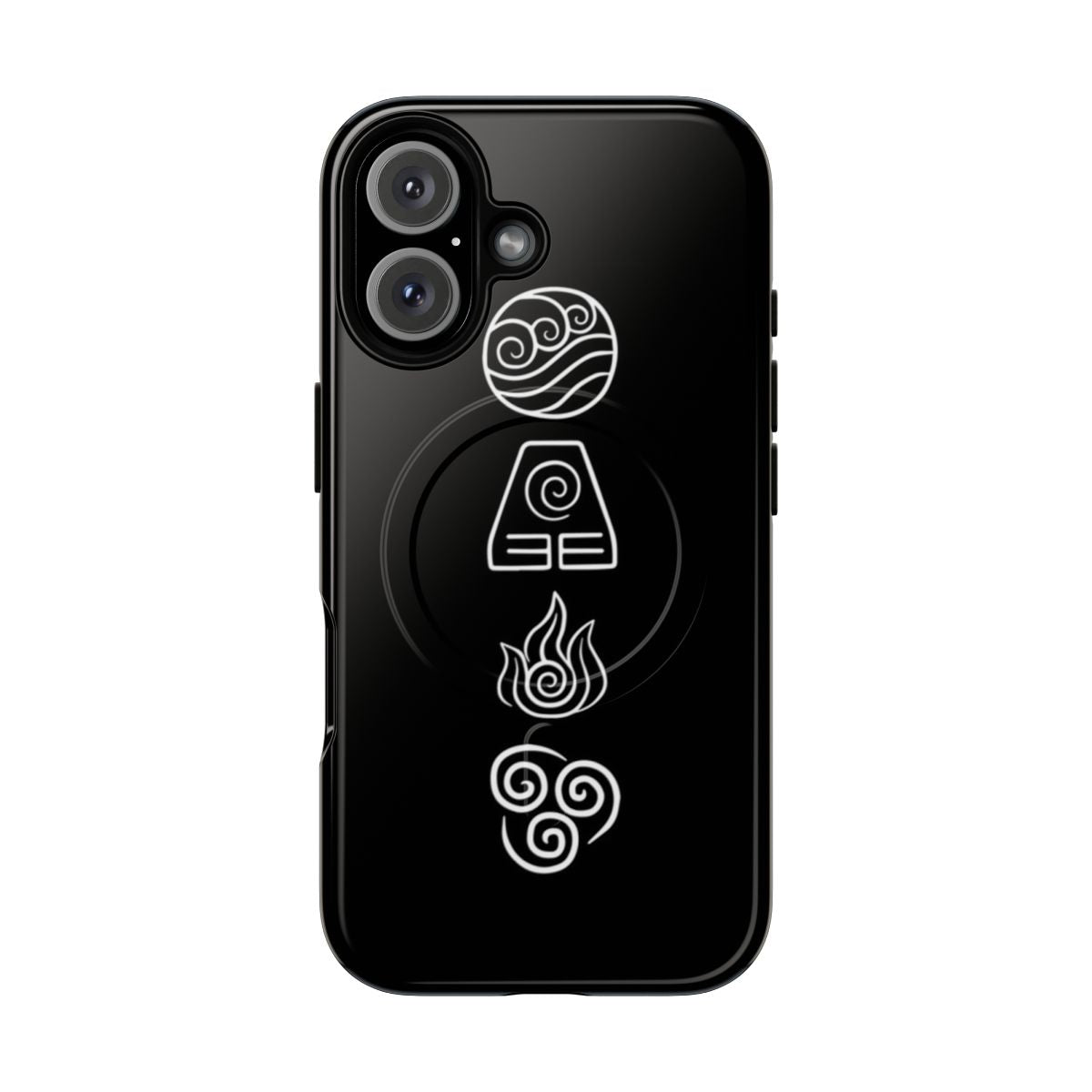 Stylized phone case featuring the four elements from Avatar: The Last Airbender and The Legend of Korra