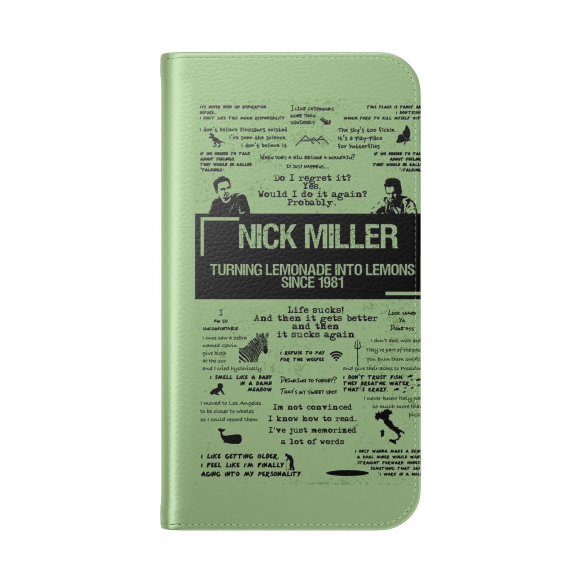 Flip cover phone case with Nick Miller from New Girl design - Folded Back