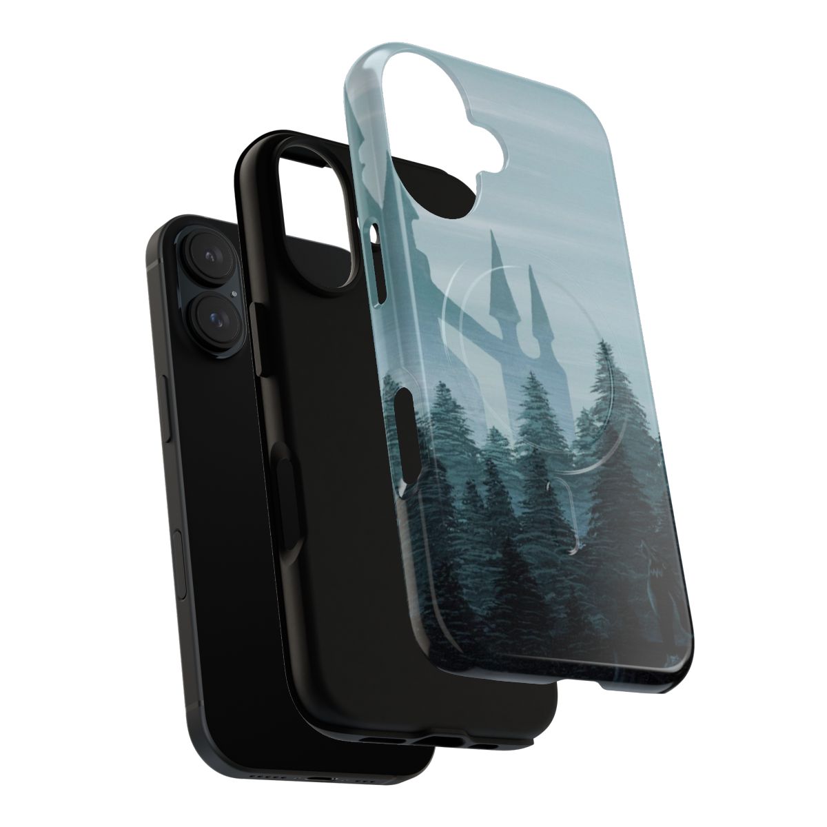 Misty Castle-themed magnetic tough acrylic phone case - Layers