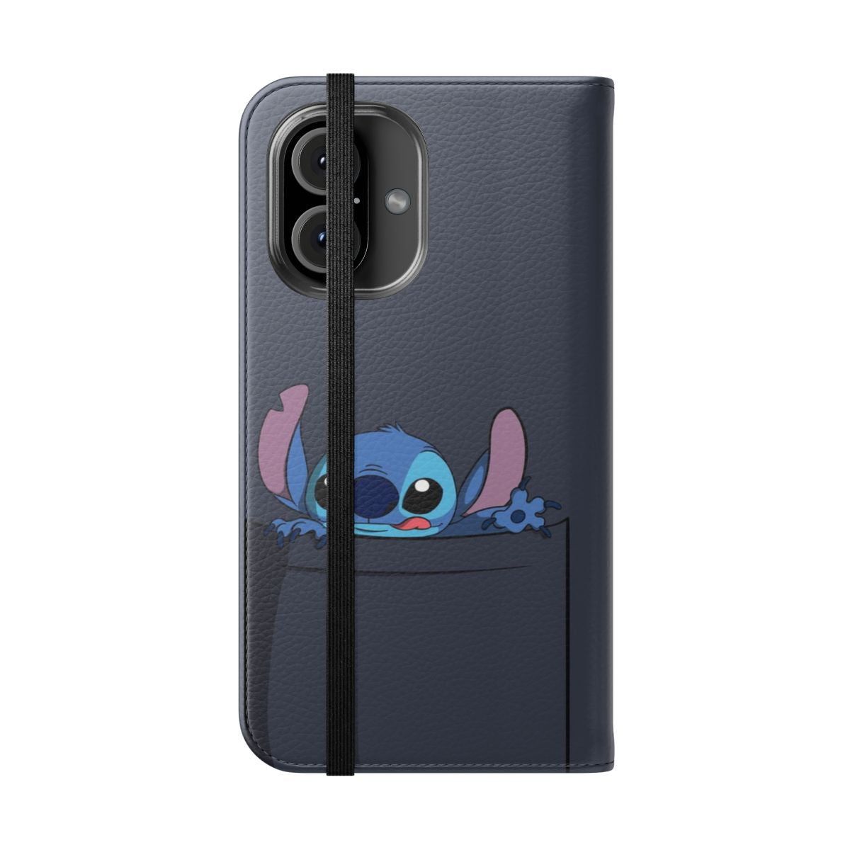 Lilo and Stitch inspired flip cover phone case with cute monster design - Folded Front