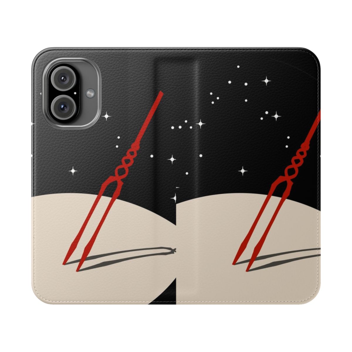 Minimalist phone case with the Lance of Longinus design, inspired by the anime Neon Genesis Evangelion.