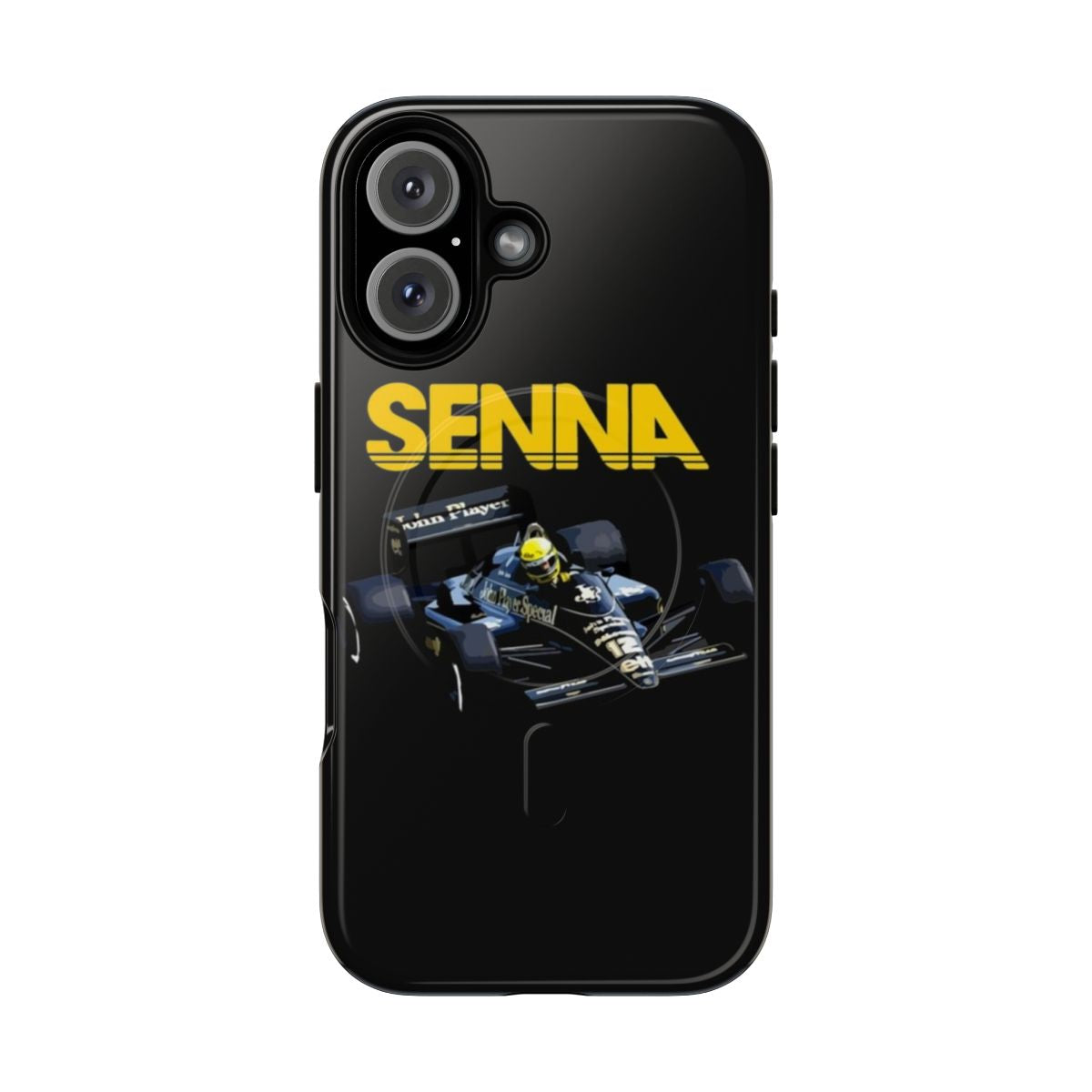 Ayrton Senna inspired magnetic tough phone case with F1 and racing design