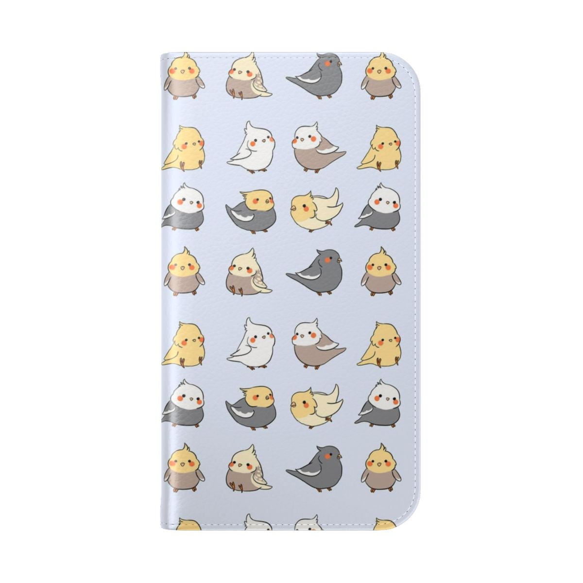 Cockatiel-inspired phone case with a cute, vibrant bird pattern - Folded Back