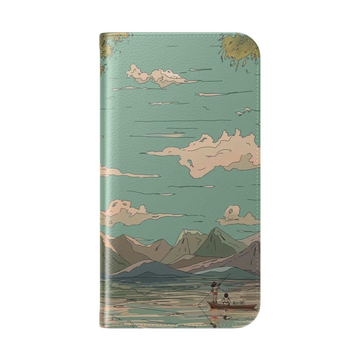 Anime-style flip phone case with beautiful Japanese scenery and soft, light aesthetic design - Folded Back