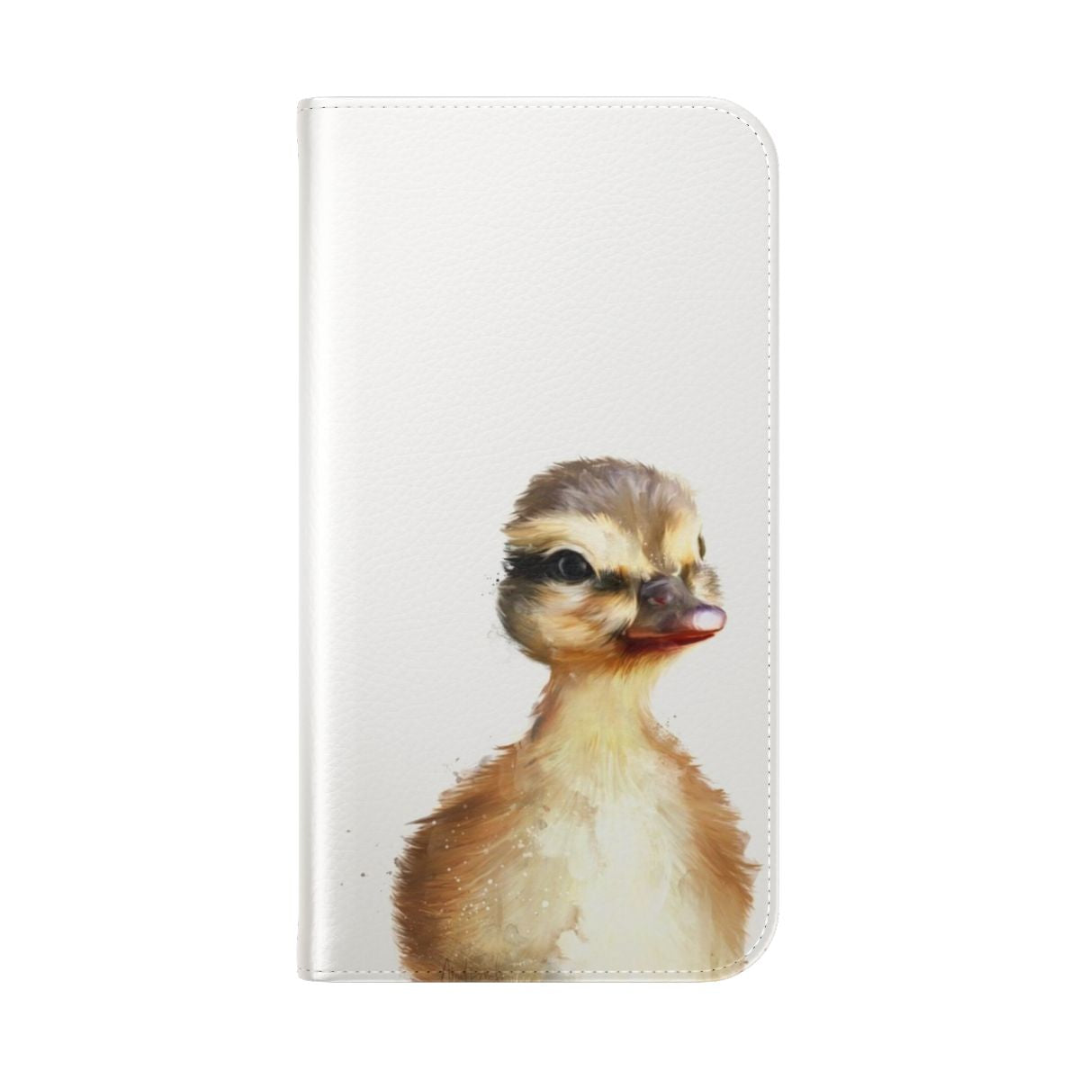 Closeup photo of a cute little duck on a flip cover phone case - Folded Back