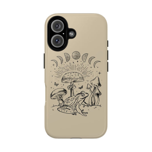 Frog under a mushroom in a psychedelic forest nature scene on a magnetic tough phone case