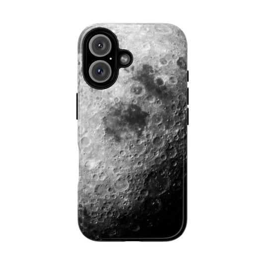 Sleek and protective phone case with a lunar and space-themed design