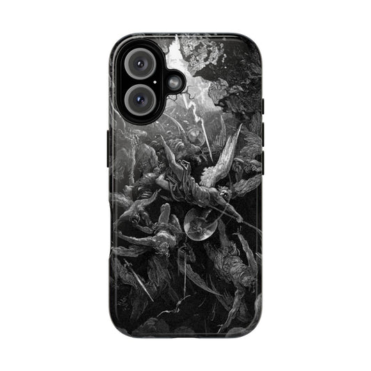 Vintage artistic magnetic phone case featuring Gustave Doré's illustration from John Milton's Paradise Lost