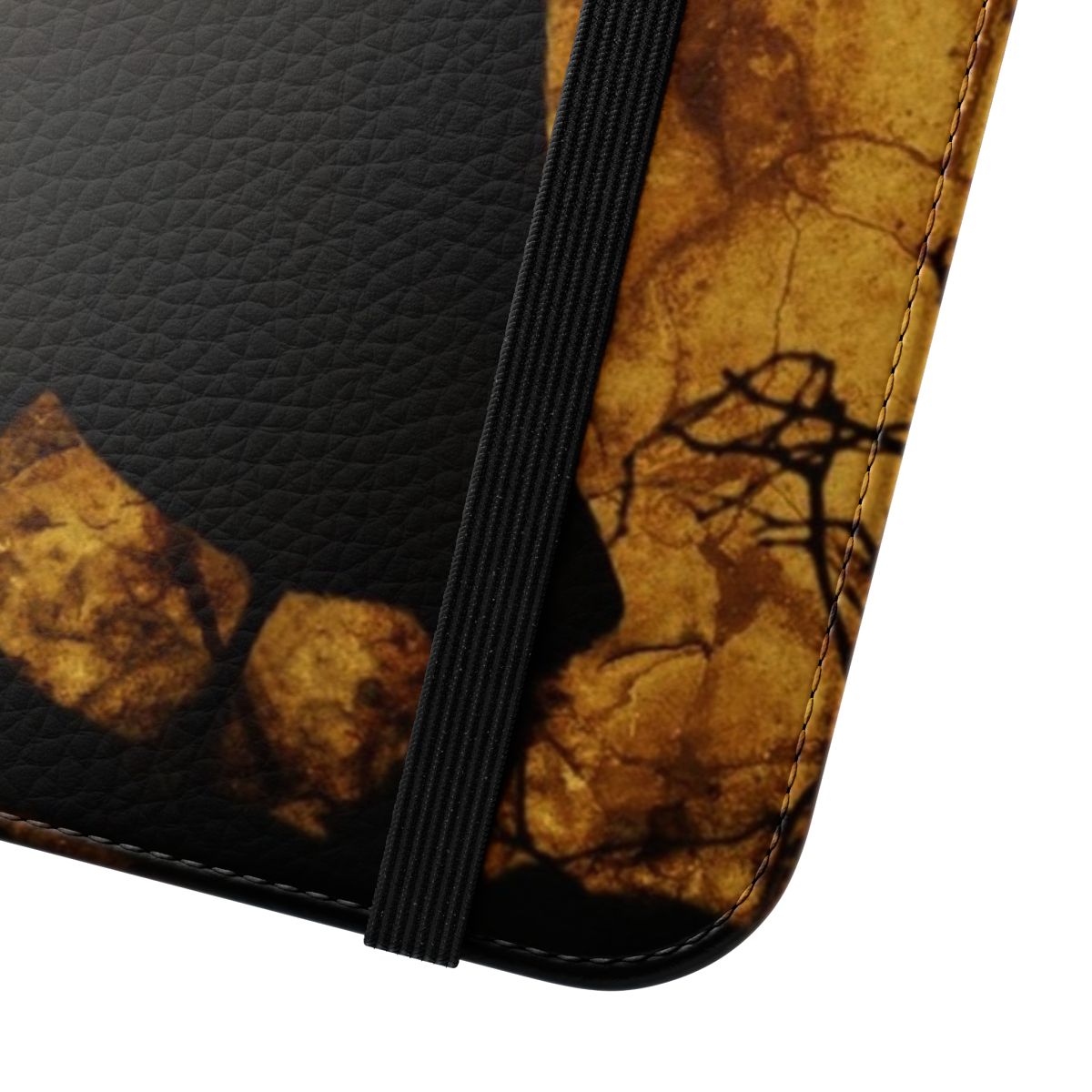 Raven-themed flip cover phone case with a dark, gothic design - Close Up