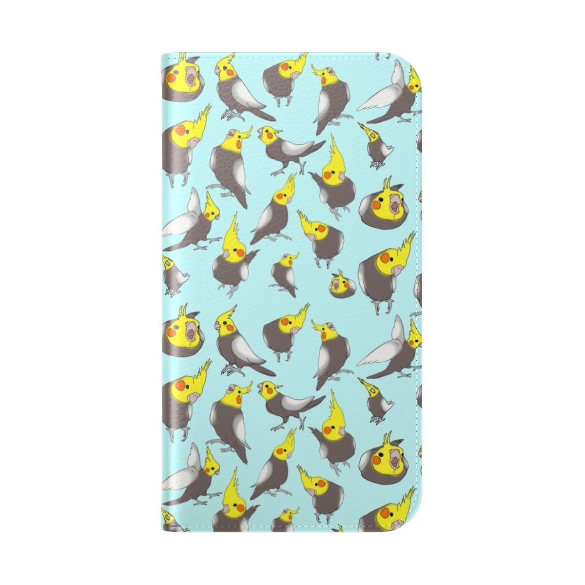 Colorful cockatiel doodle pattern on a phone case - Folded Back