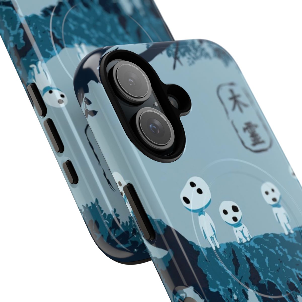 Magnetic tough phone case featuring Studio Ghibli characters like Totoro, Ponyo, and Calcifer. - Detail