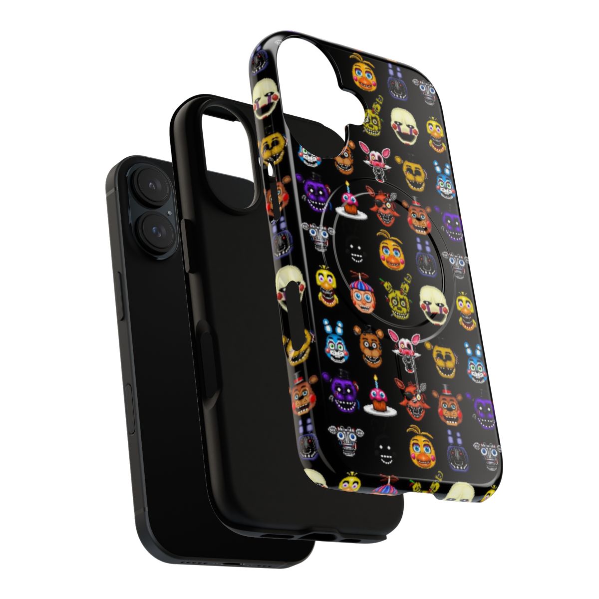 Five Nights at Freddy's-inspired pixel art phone case featuring multiple characters - Layers