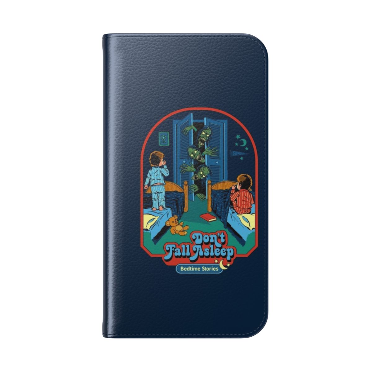 Spooky retro flip cover phone case with a vintage bedtime story design - Folded Back