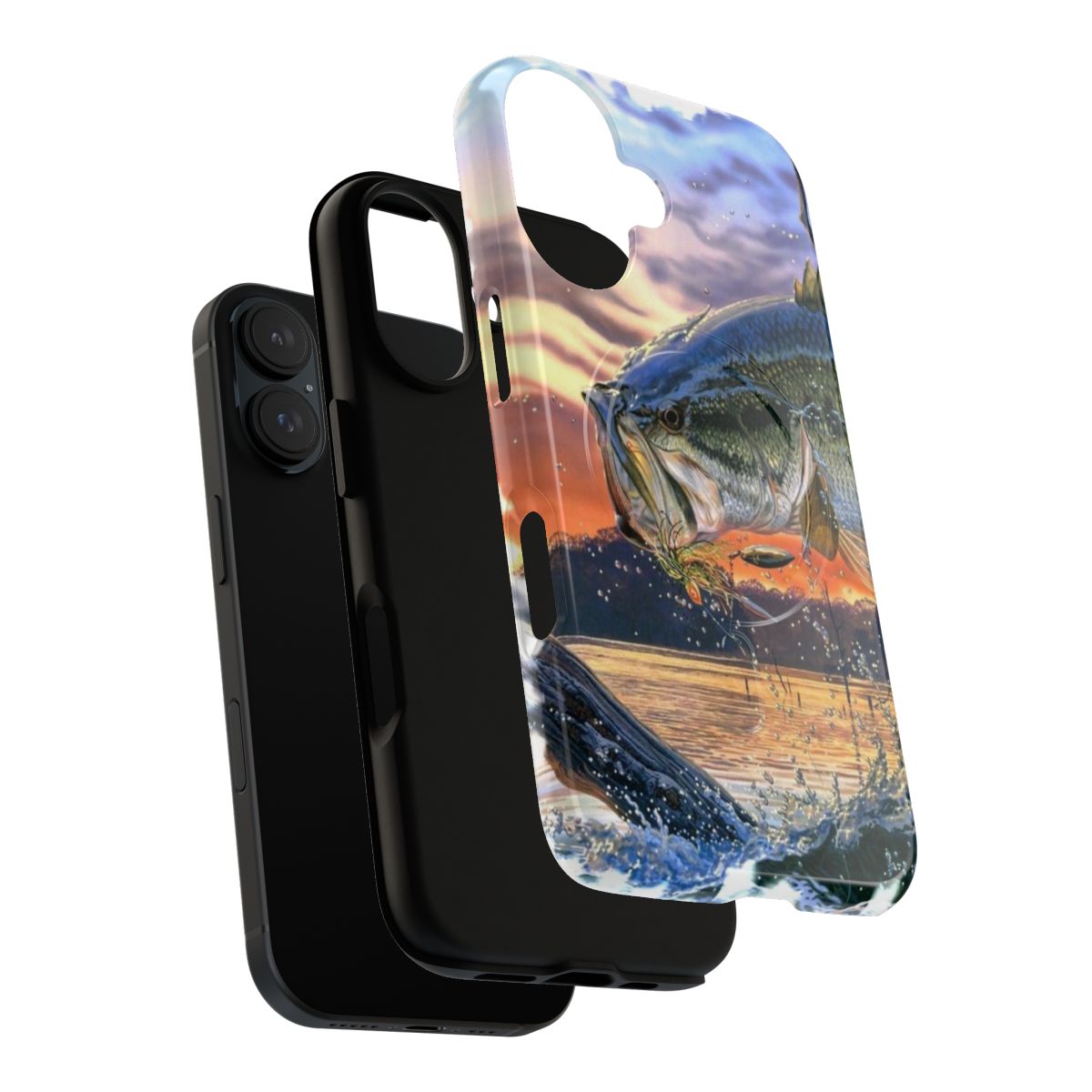 Magnetic tough phone case with bass fishing design - Layers