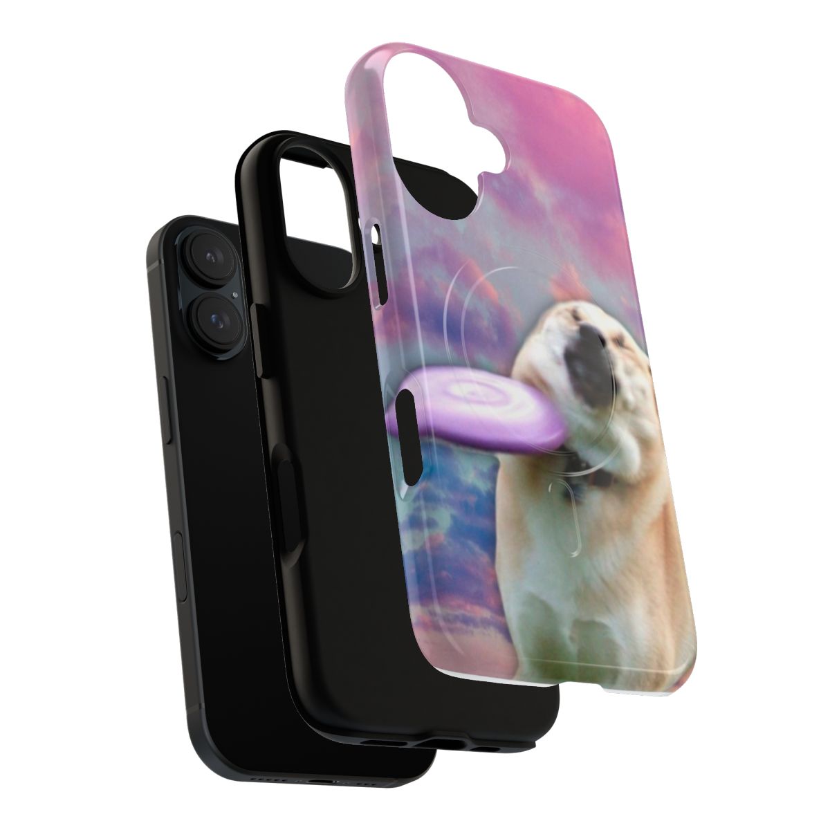 Frisbee dog-themed phone case with a dank meme and vaporwave-inspired aesthetic - Layers