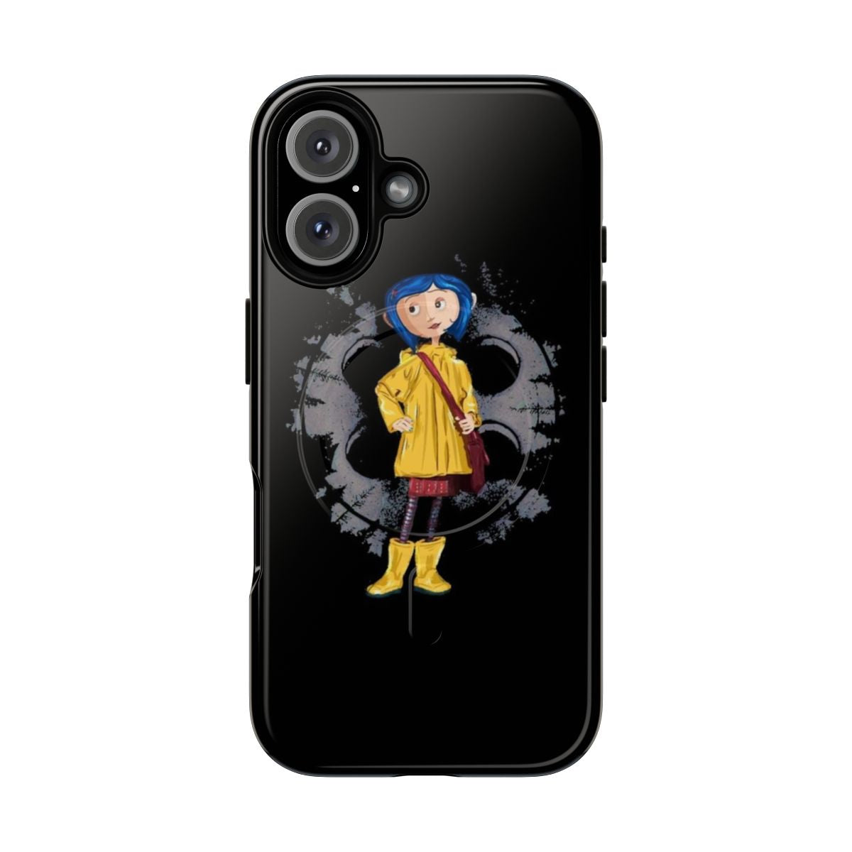 Coraline-inspired magnetic tough phone case with cartoon character design