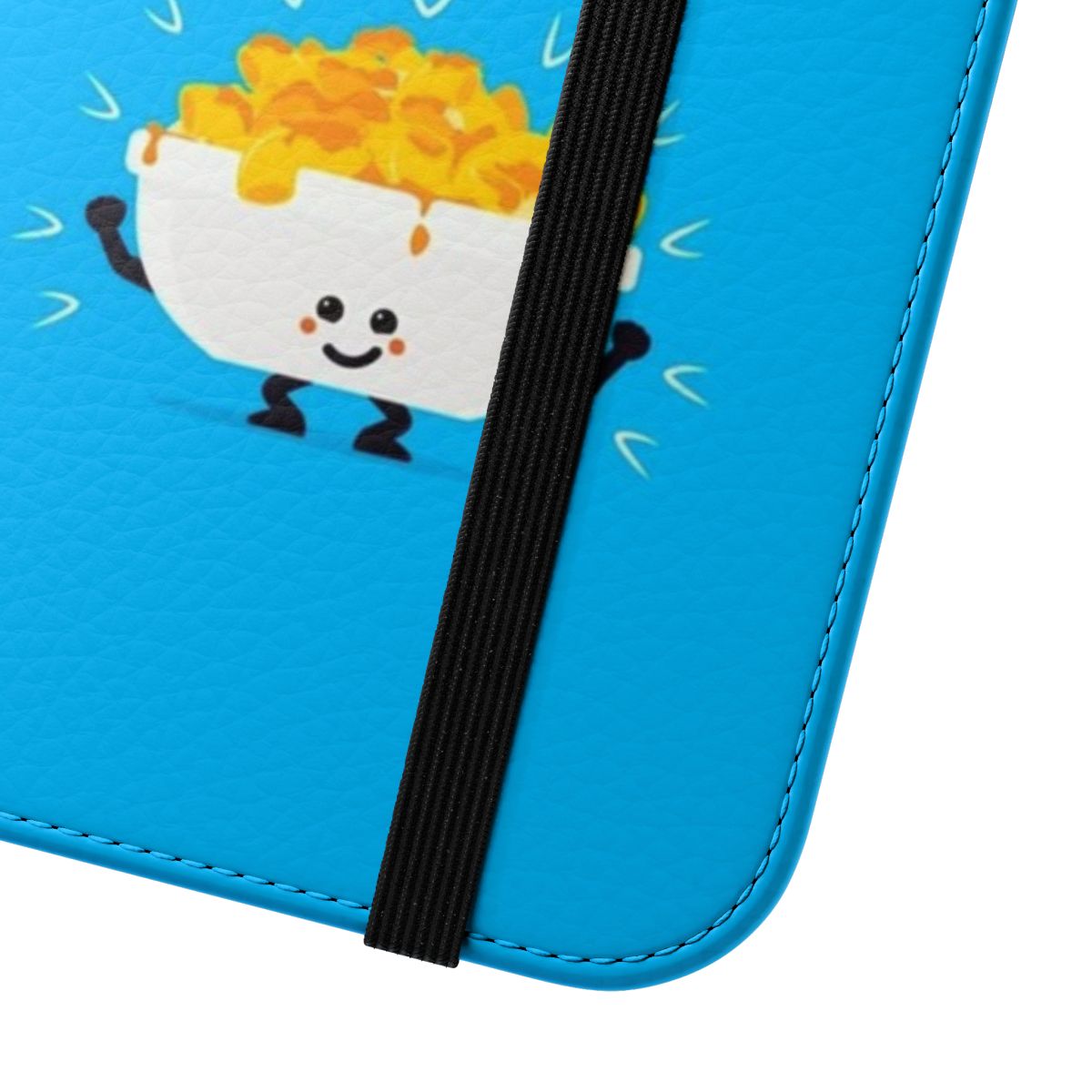 A vibrant and creative phone case featuring a fusion of macaroni and cheese design. - Close Up