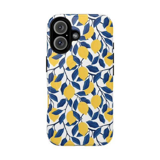 A durable and magnetic phone case featuring a vibrant lemon design.