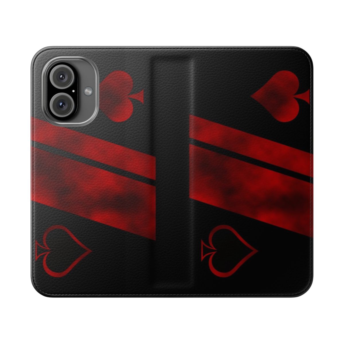 Destiny-inspired flip cover phone case with spade and red/black color scheme