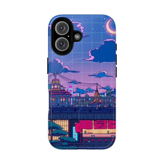 Surreal and aesthetically-pleasing magnetic phone case featuring a ramen village design