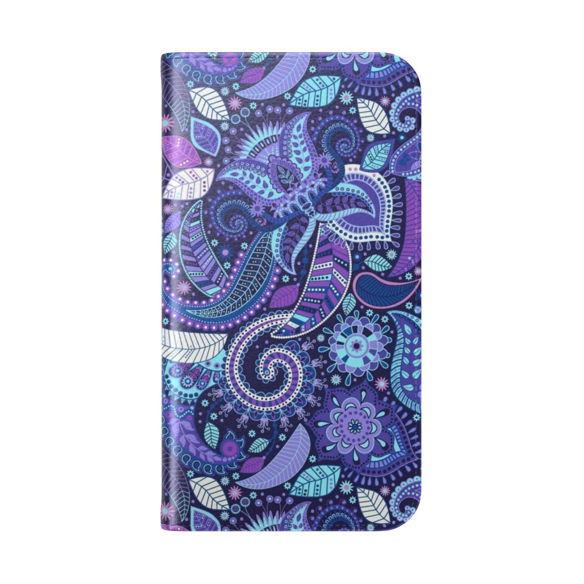 Paisley purple flip phone case with a Vera Bradley inspired pattern - Folded Back