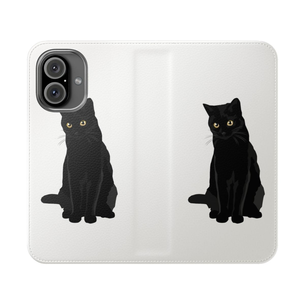 Sleek black cat phone case with elegant design