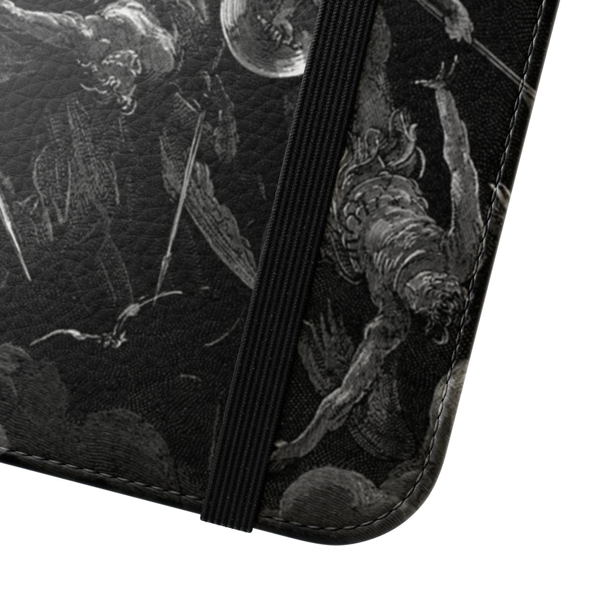 Vintage-style phone case featuring Gustave Doré's illustration from John Milton's Paradise Lost. - Close Up