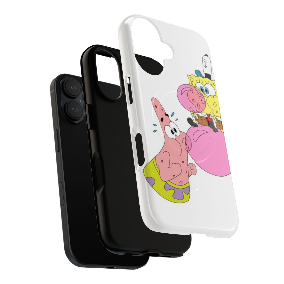 Spongebob and Patrick themed phone case with bubble graphics - Layers