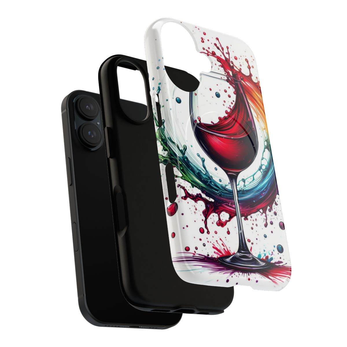 Red wine glass art design on a magnetic tough phone case - Layers