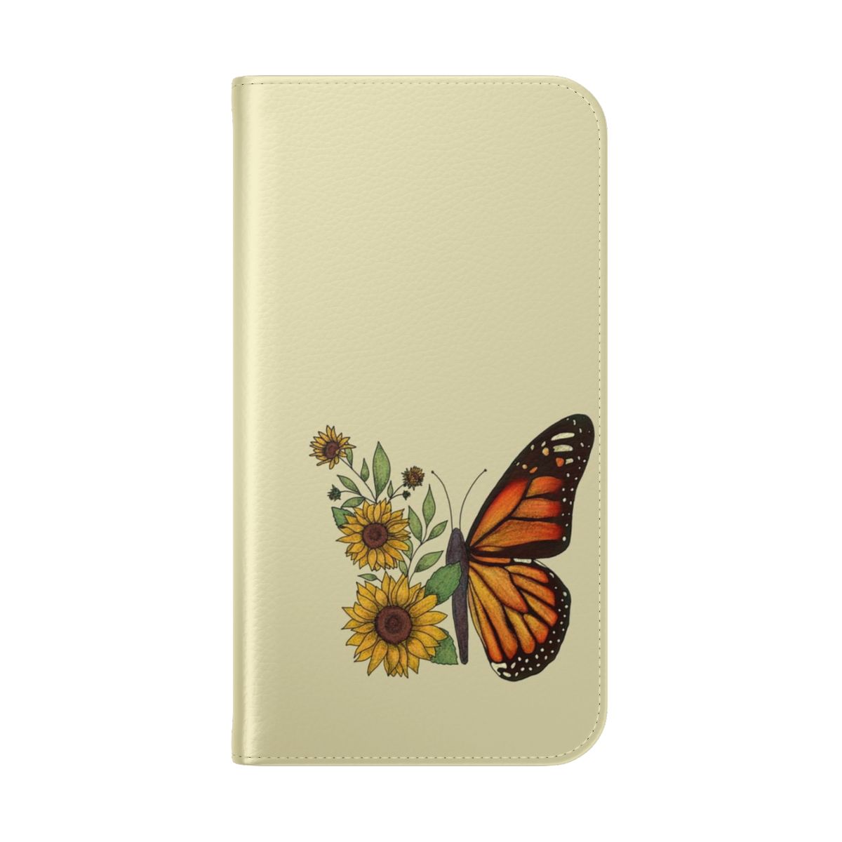 Elegant butterfly and floral design phone case cover - Folded Back