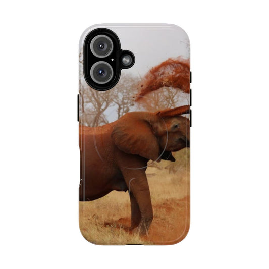 Artistic illustration of an elephant on a durable, magnetic phone case