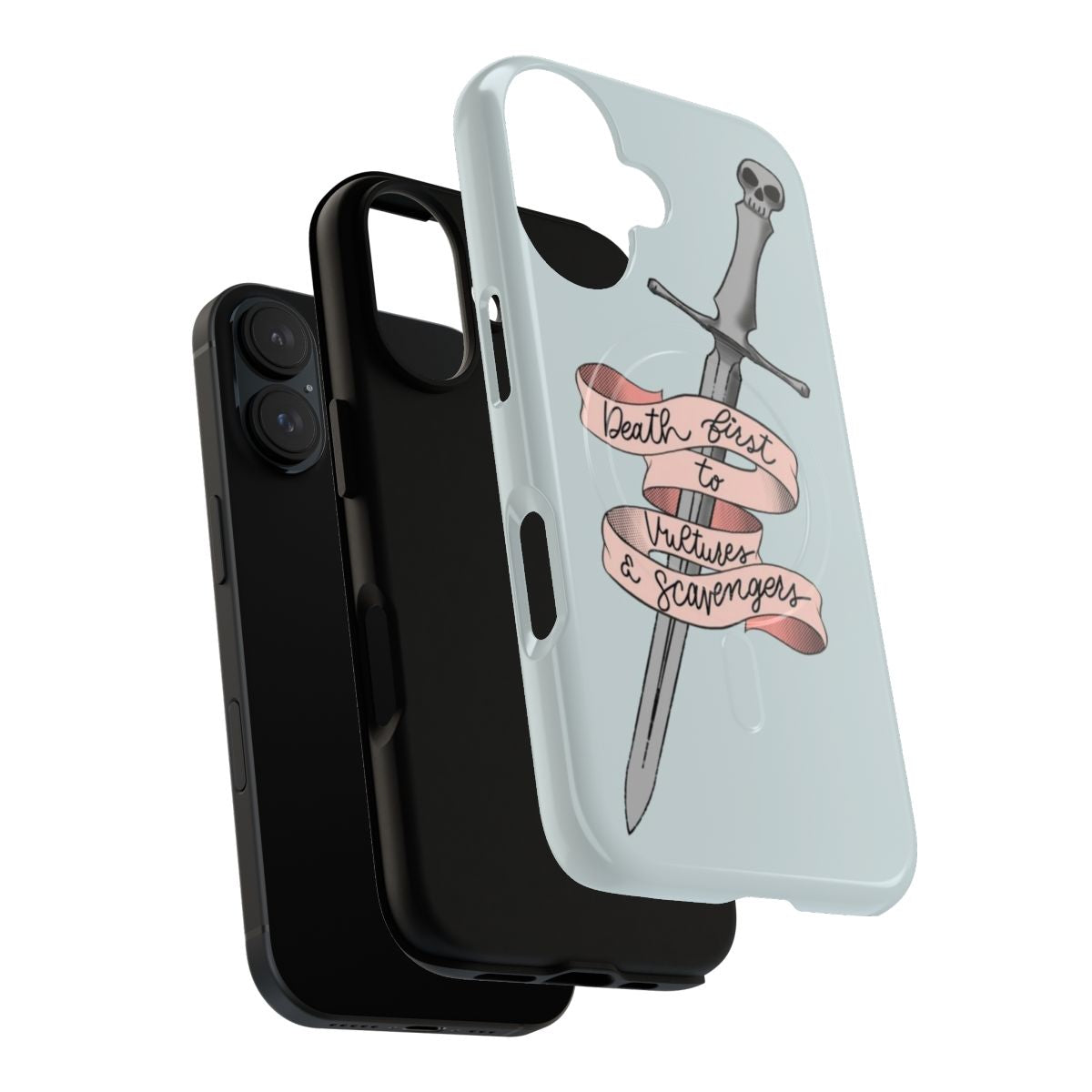 Magnetic tough phone case featuring death, vultures, and scavengers design for Locked Tomb Trilogy fans - Layers