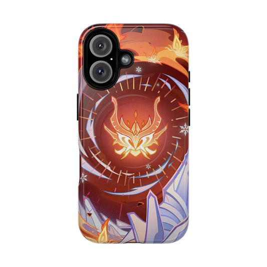 Genshin Impact-inspired magnetic protective phone case featuring the Fatui Harbinger La Signora