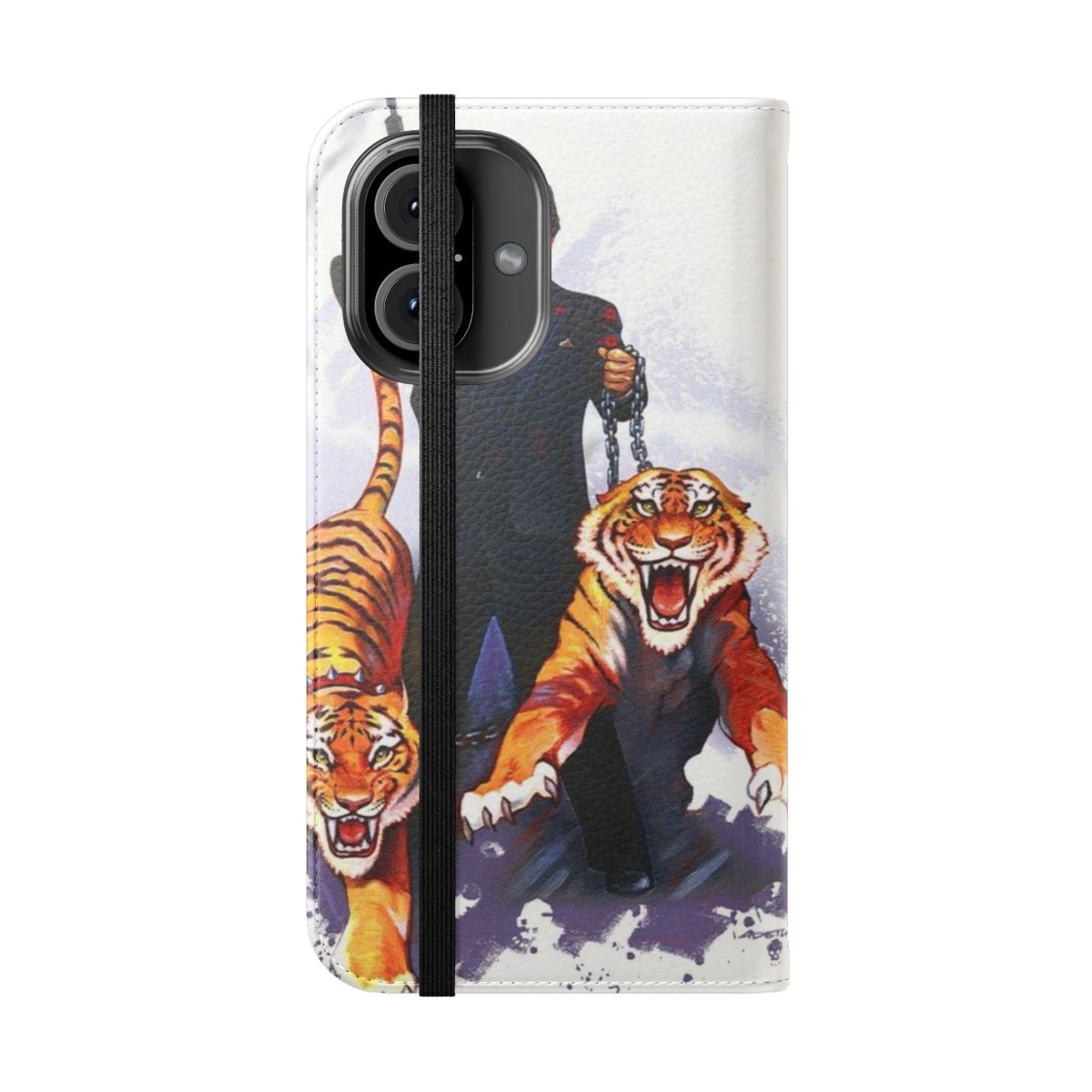 Stylish tiger print flip cover phone case - Folded Front