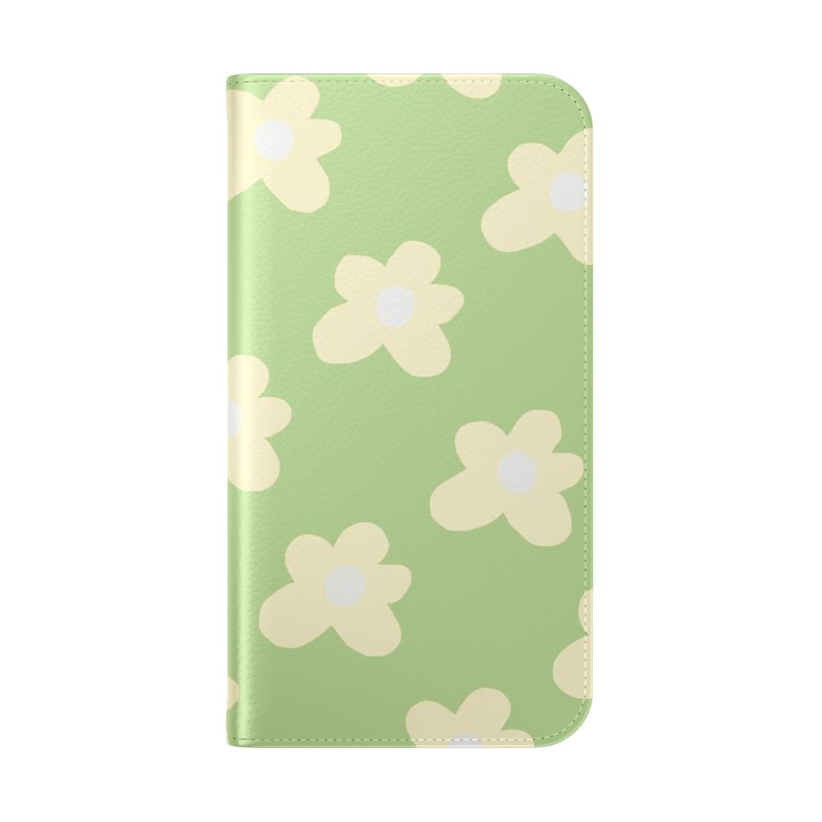 Floral green and yellow flip phone case, inspired by Golf Le Fleur aesthetic - Folded Back