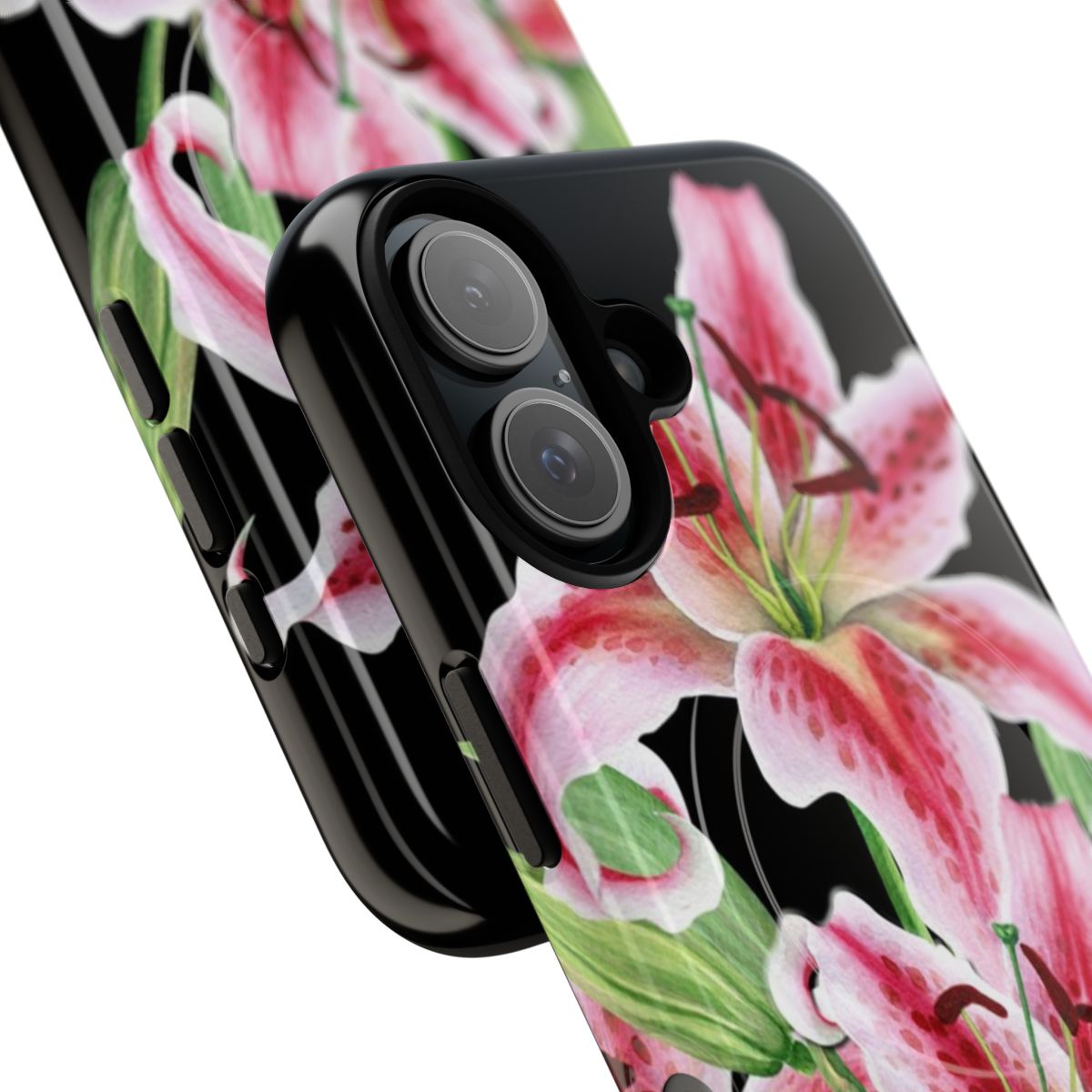 Stargazer lily phone case with magnetic closure - Detail