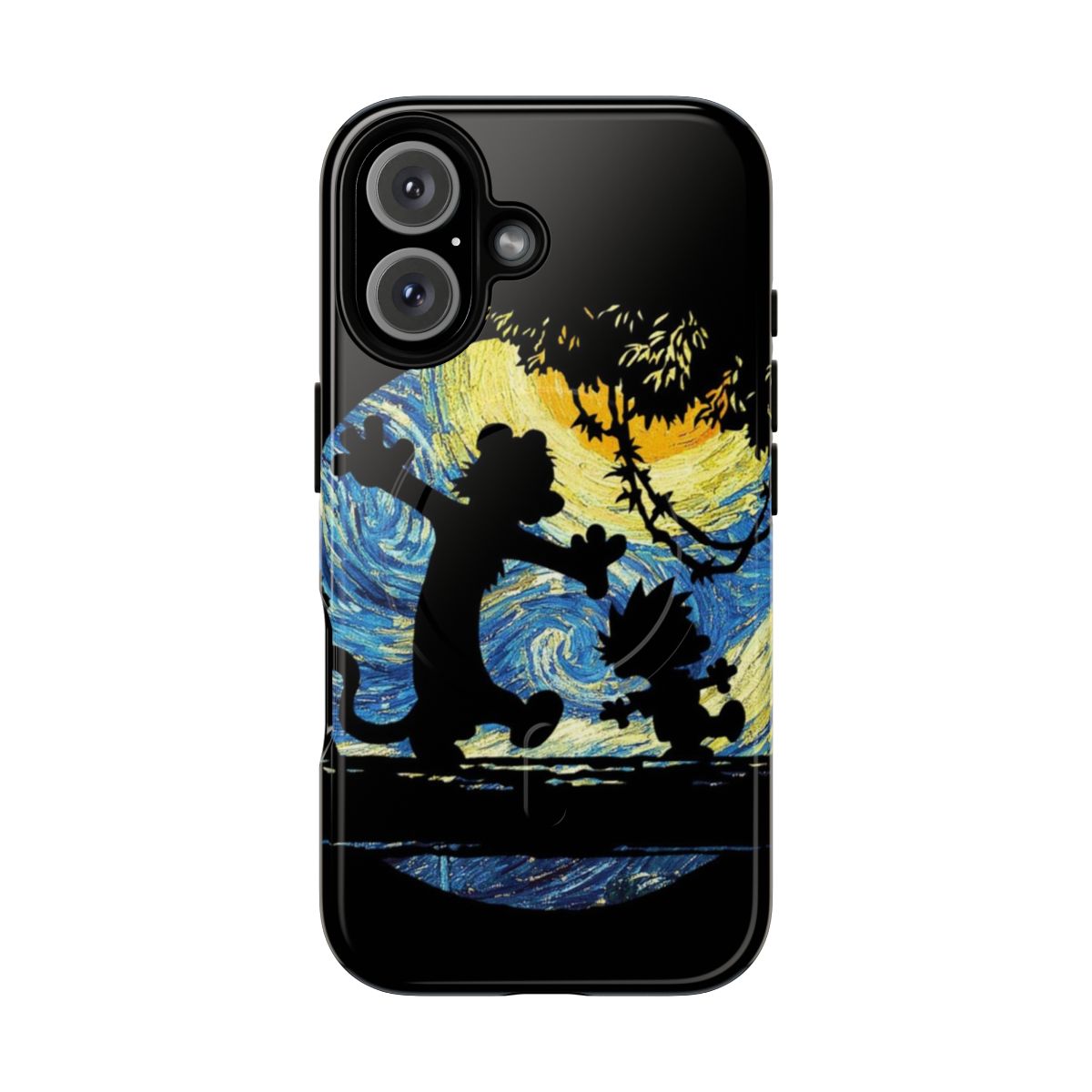 A magnetic tough phone case featuring a Calvin and Hobbes-inspired starry night design.