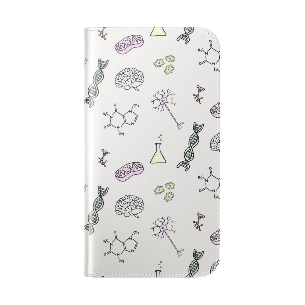 Nerdy science flip cover phone case with biology, chemistry, and school-themed design - Folded Back