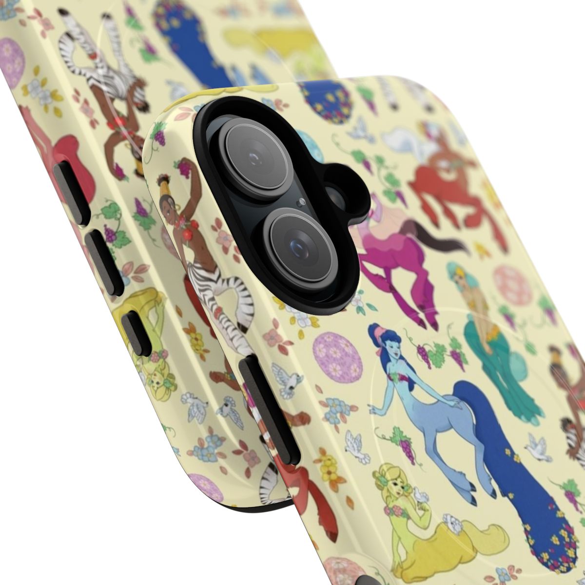 Centaurettes Magnetic Tough Case featuring a fantastical design with mythical creatures and flowers - Detail