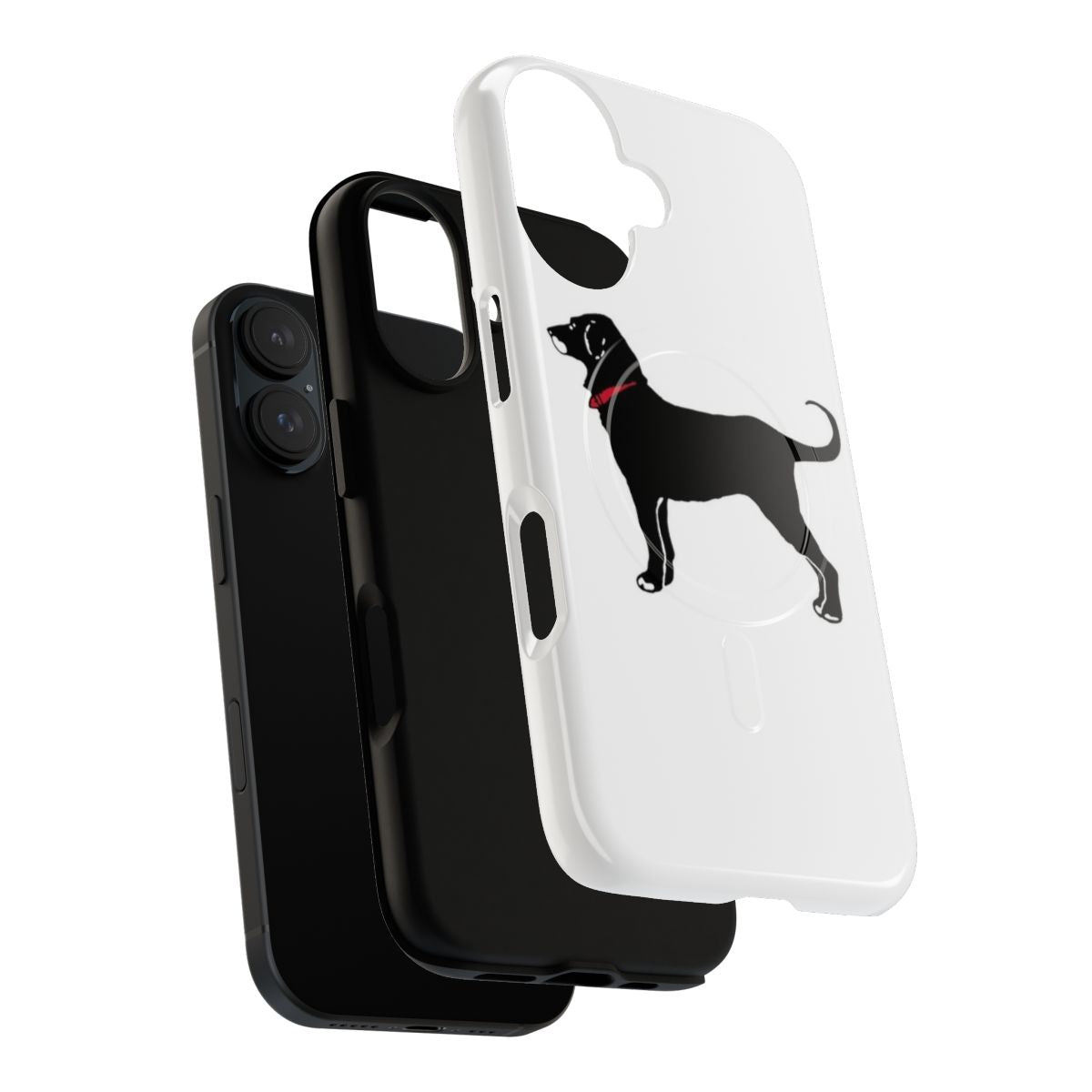 Black dog-themed magnetic phone case - Layers