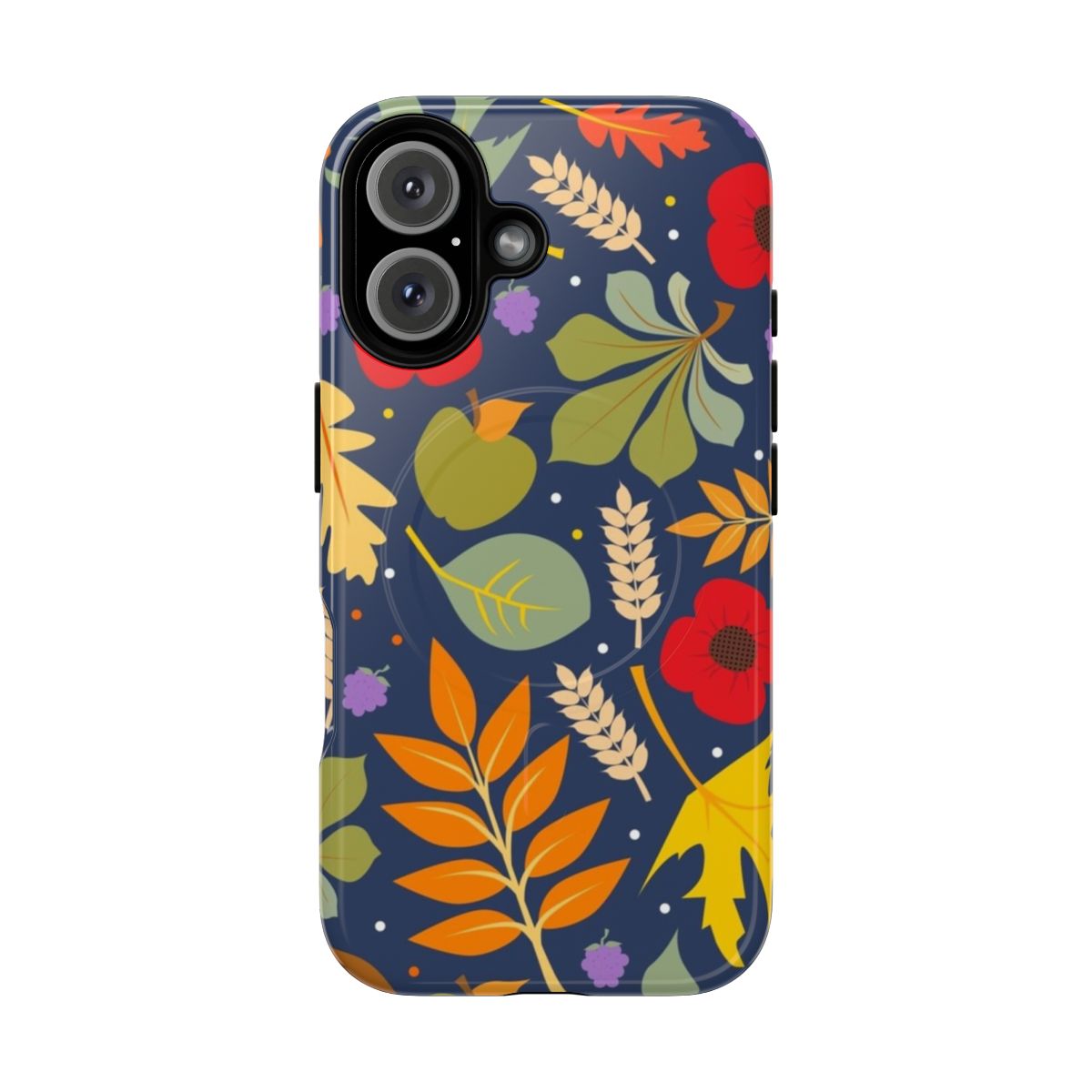 Vibrant autumn leaves, poppies, wheat, and blackberries on a magnetic tough phone case