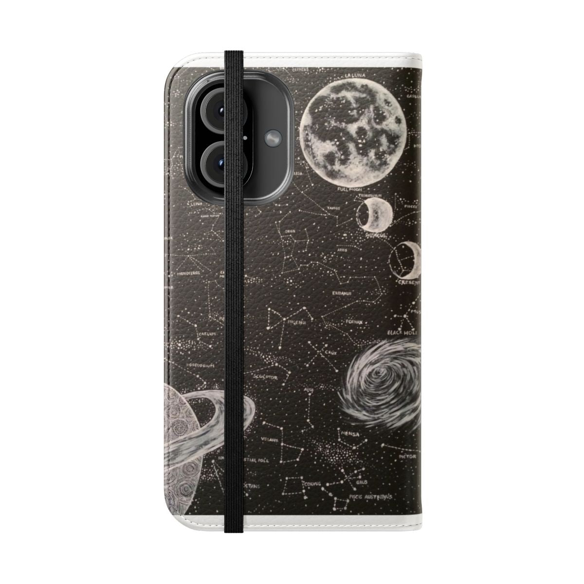 Cosmic space-themed phone flip cover case - Folded Front